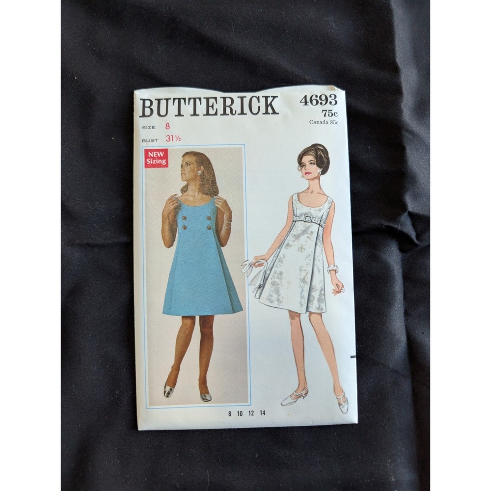 VTG 1968 Butterick 4693 Uncut Mod Evening Dress Size 8 Bust 31.5 Pattern
